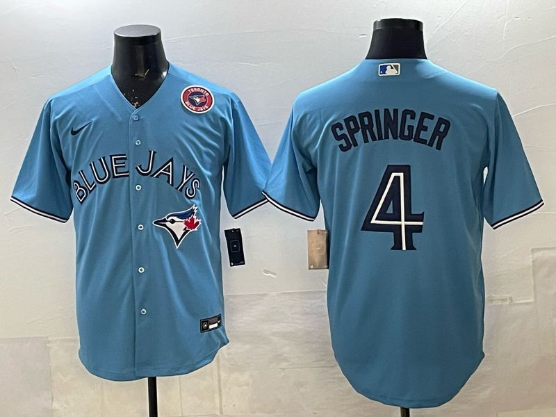 Men 2025 Nike Toronto Blue Jays #4 Springer Light Blue Game MLB Jersey 06->toronto blue jays->MLB Jersey